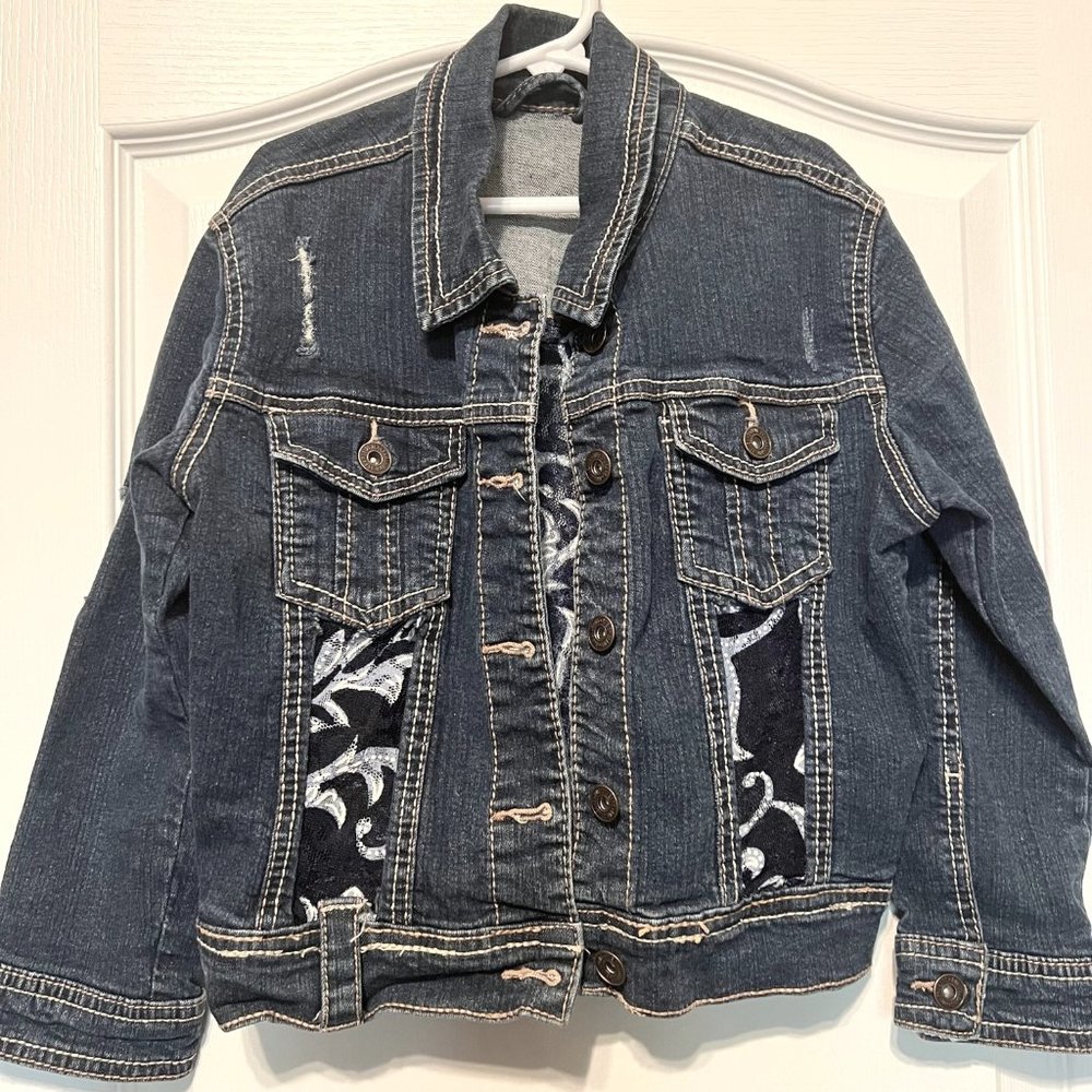 Rue 21 Girls Jean Jacket-Lace-cuffed-buckles-Stretch-Distressed-cowgirl